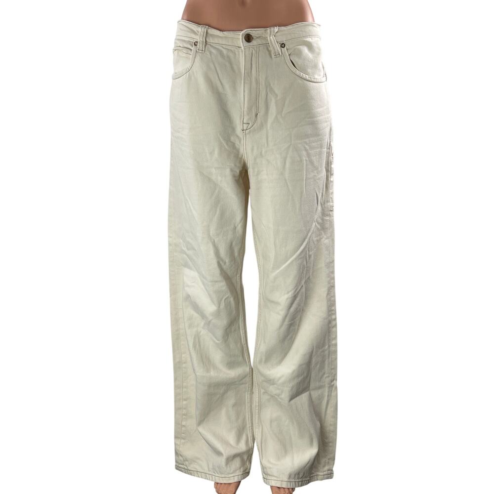 Free People We The Free Womens White High Rise Wide Leg Denim Jean Pants Size 29